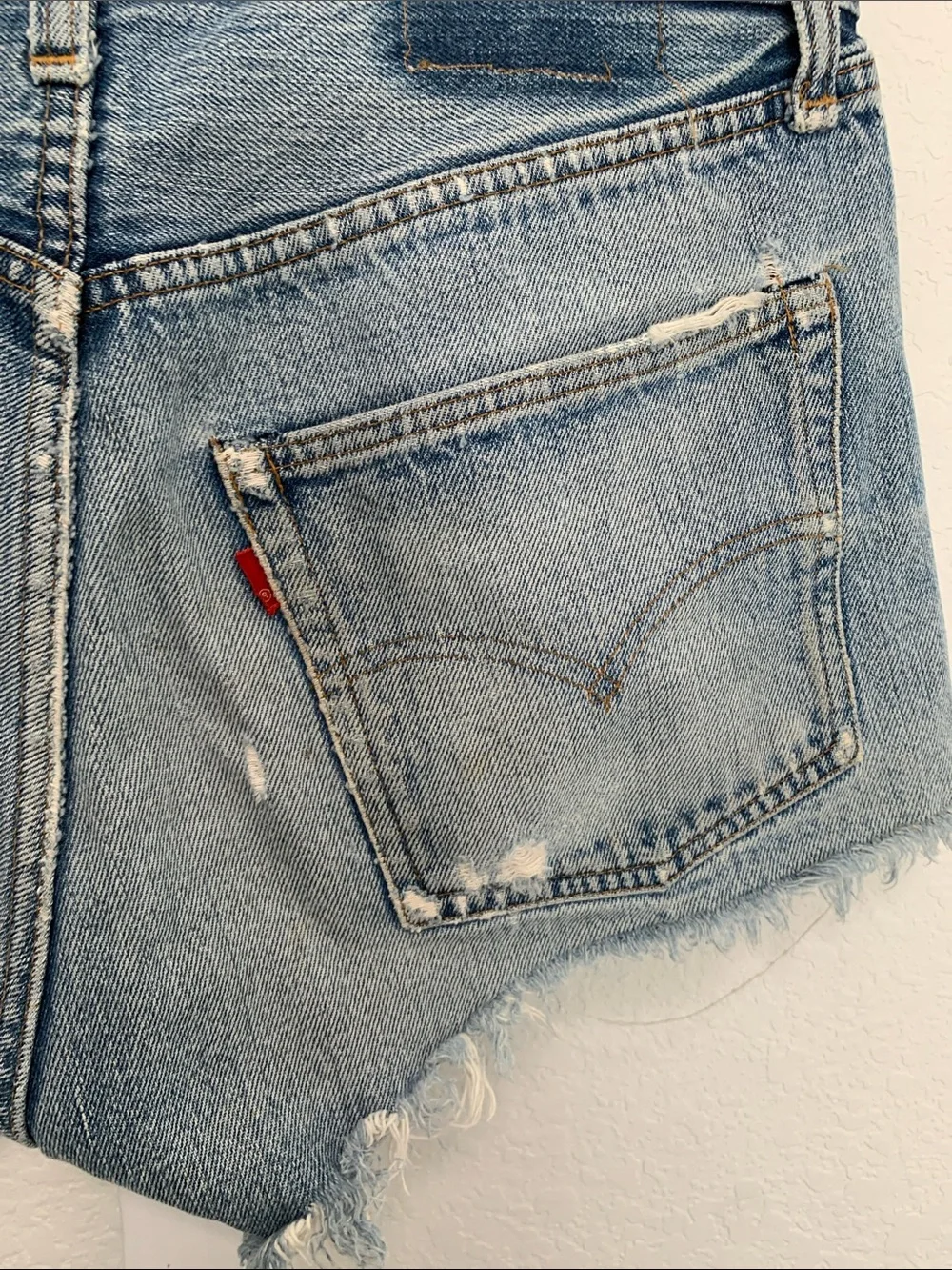 Denim Cutoff Shorts in Light Blue